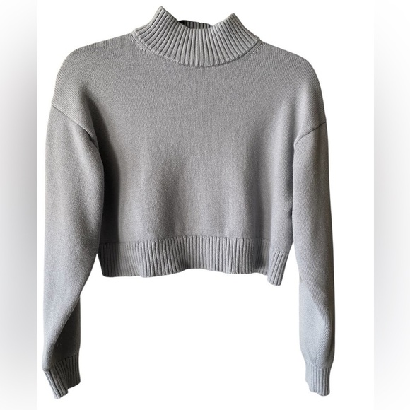 Sunday Best Sweaters - Sunday Best Aritzia Gray Cropped Mock Neck Sweater Small Cotton Cashmere